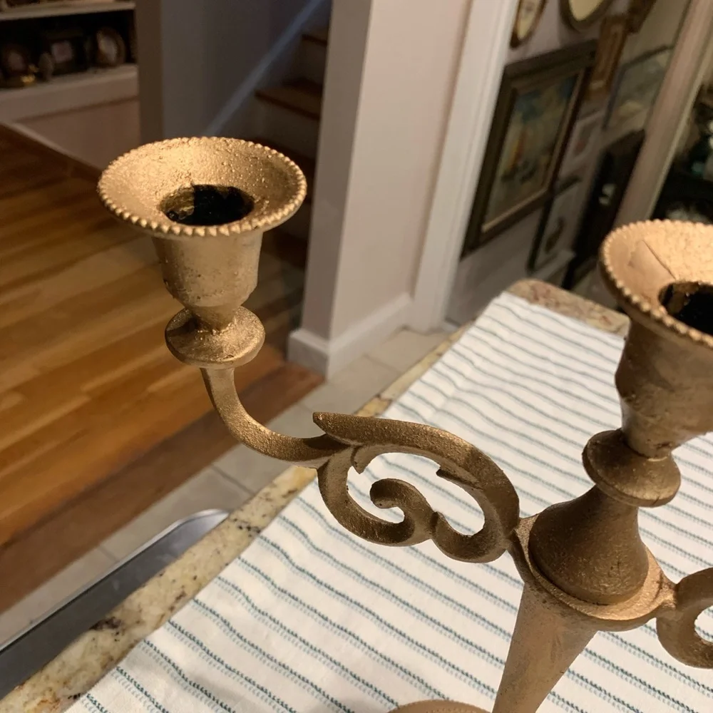 Gold Three Branches Candelabra